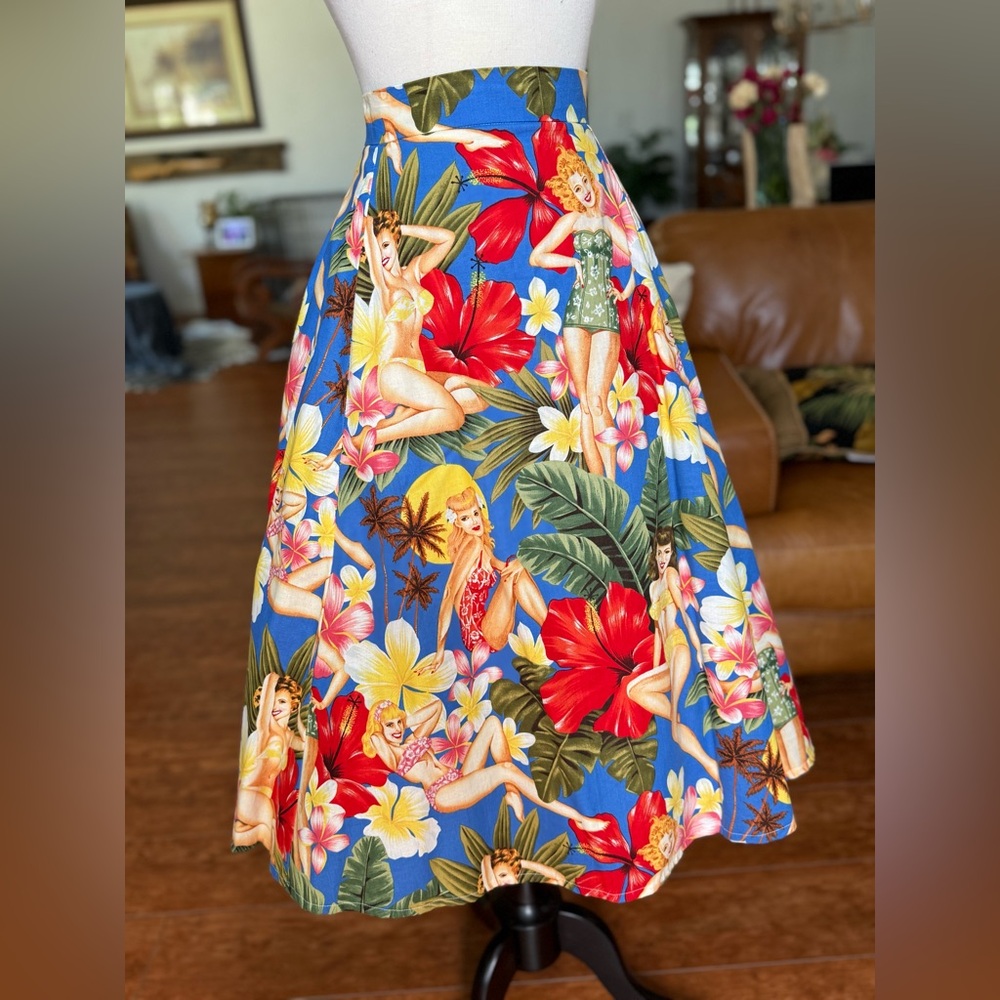 🌺 Miss Happ Rockabilly Pinup Hawaiian Circle Skirt